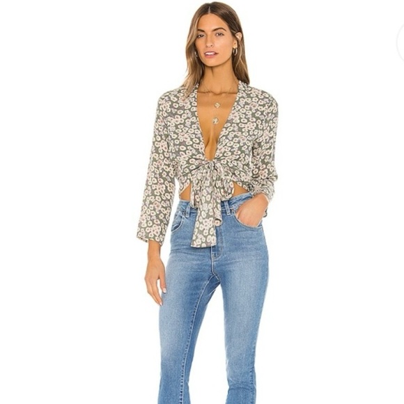 Rolla’s Delilah Daisies Blouse in Olive Size S Like New - Picture 2 of 8